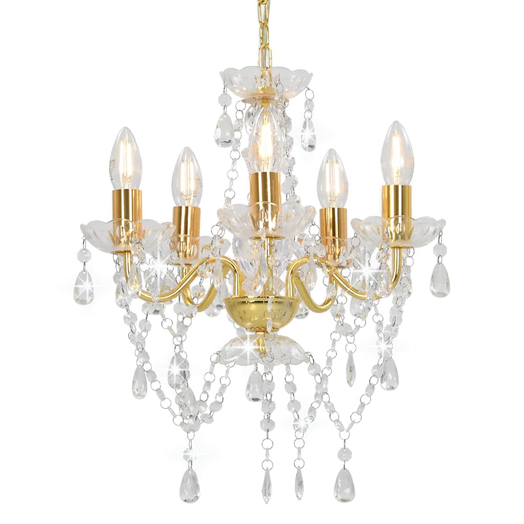 vidaXL Chandelier | Gold, Clear | Metal, Acrylic | Medium | Chandelier | Round 1
