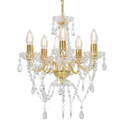 vidaXL Chandelier | Gold, Clear | Metal, Acrylic | Medium | Chandelier | Round 1