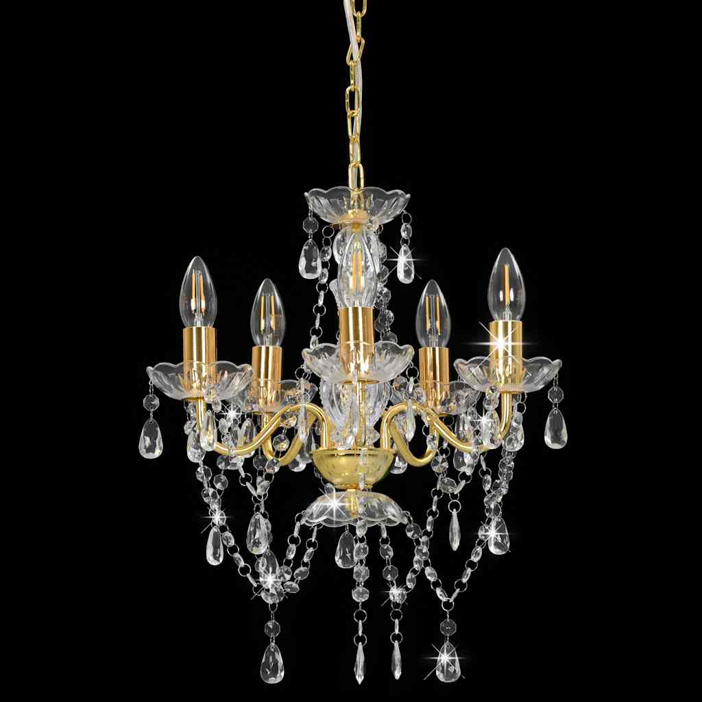 vidaXL Chandelier | Gold, Clear | Metal, Acrylic | Medium | Chandelier | Round 3