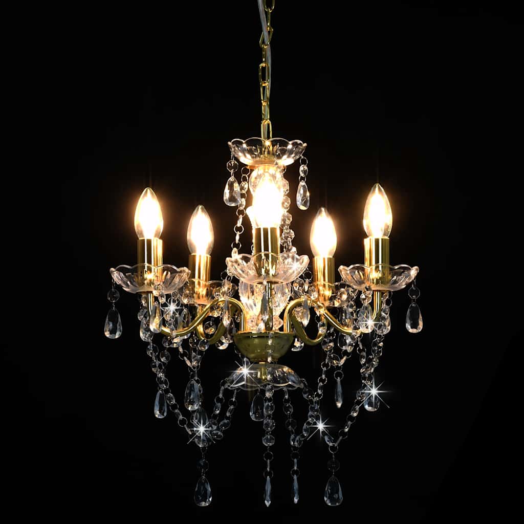vidaXL Chandelier | Gold, Clear | Metal, Acrylic | Medium | Chandelier | Round 4