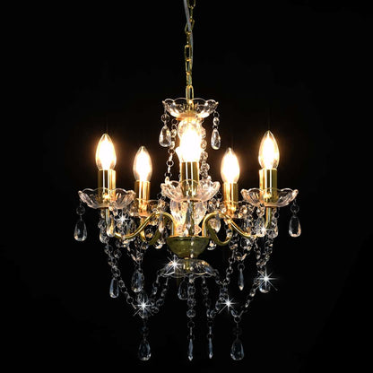 vidaXL Chandelier | Gold, Clear | Metal, Acrylic | Medium | Chandelier | Round 4