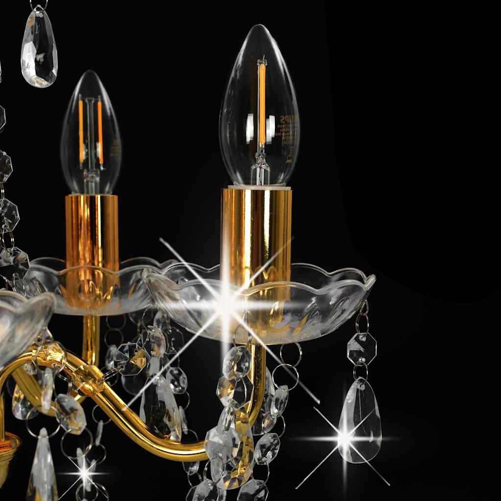 vidaXL Chandelier | Gold, Clear | Metal, Acrylic | Medium | Chandelier | Round 5