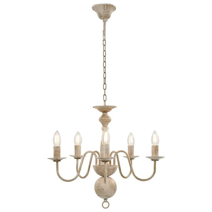 vidaXL Chandelier Antique White 5 x E14 Bulbs 1