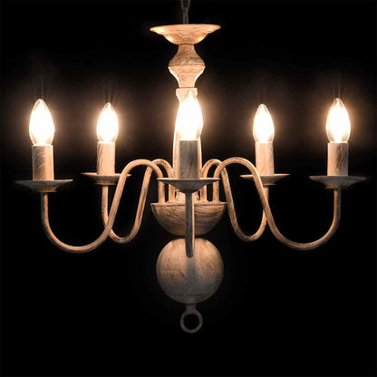 vidaXL Chandelier Antique White 5 x E14 Bulbs 2