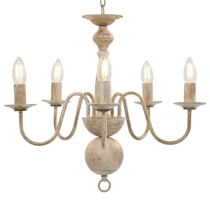 vidaXL Chandelier Antique White 5 x E14 Bulbs 3