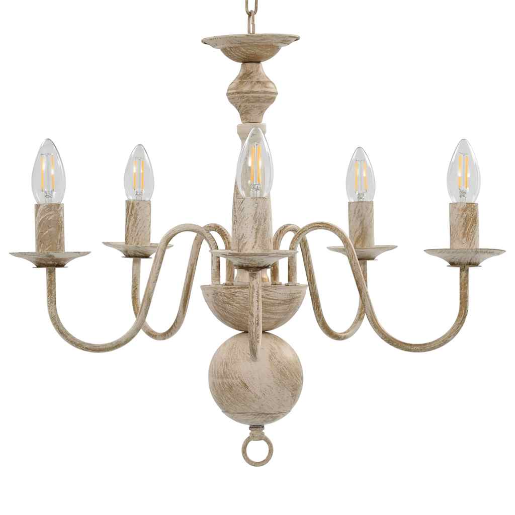 vidaXL Chandelier Antique White 5 x E14 Bulbs 4
