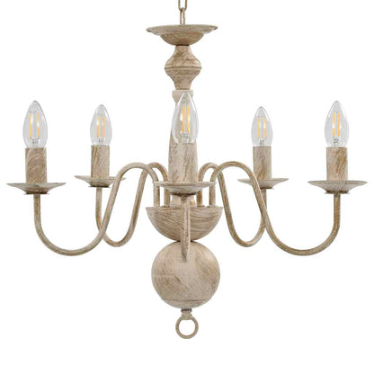 vidaXL Chandelier Antique White 5 x E14 Bulbs 4
