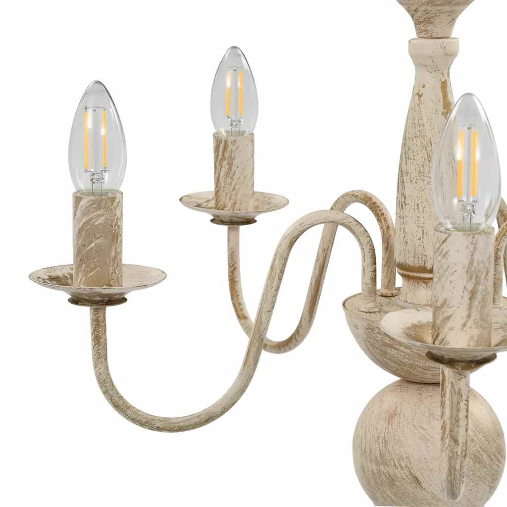 vidaXL Chandelier Antique White 5 x E14 Bulbs 5