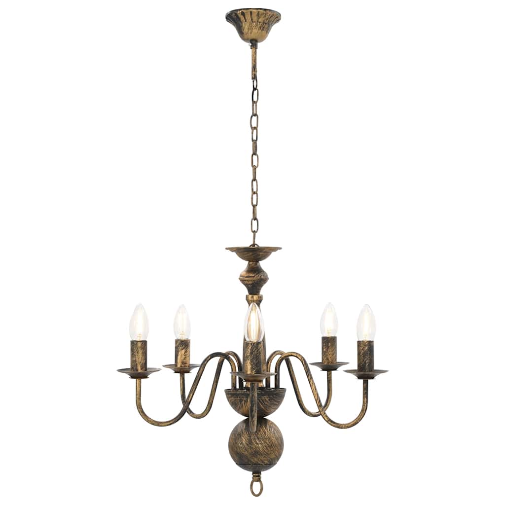 vidaXL Chandelier Antique Black 5 x E14 Bulbs 1