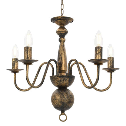 vidaXL Chandelier Antique Black 5 x E14 Bulbs 3