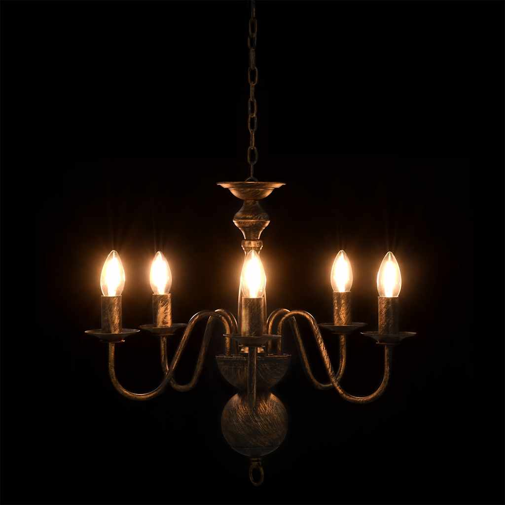 vidaXL Chandelier Antique Black 5 x E14 Bulbs 5