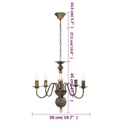 vidaXL Chandelier Antique Black 5 x E14 Bulbs 6