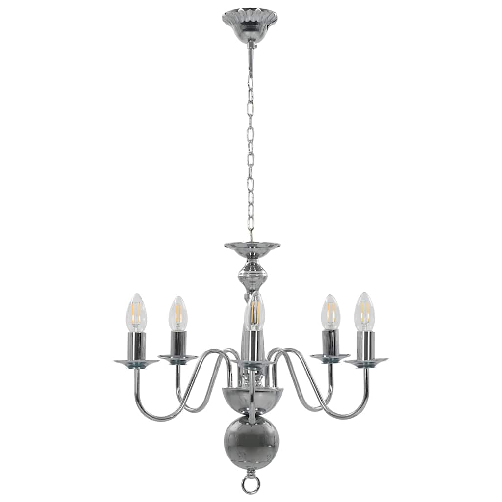 vidaXL Chandelier Silver 5 x E14 Bulbs 1