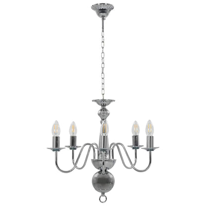 vidaXL Chandelier Silver 5 x E14 Bulbs 1