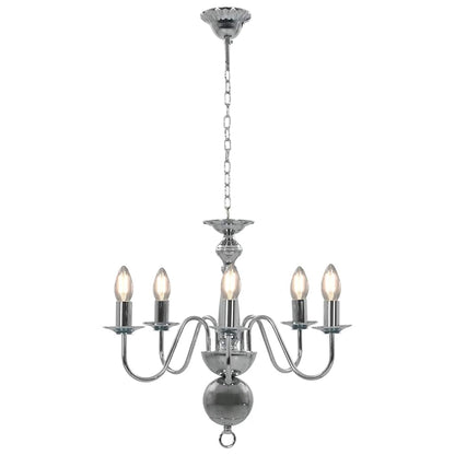 vidaXL Chandelier Silver 5 x E14 Bulbs 2