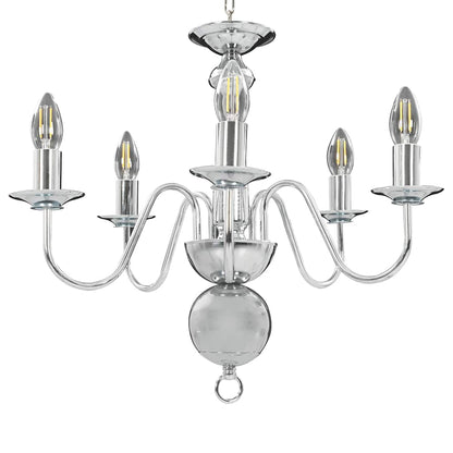 vidaXL Chandelier Silver 5 x E14 Bulbs 3