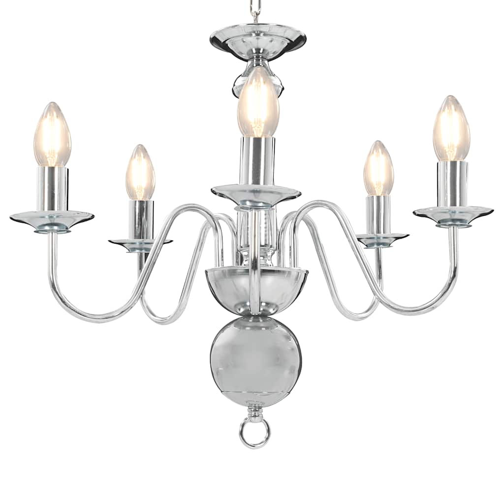 vidaXL Chandelier Silver 5 x E14 Bulbs 4