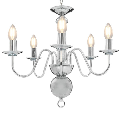 vidaXL Chandelier Silver 5 x E14 Bulbs 4