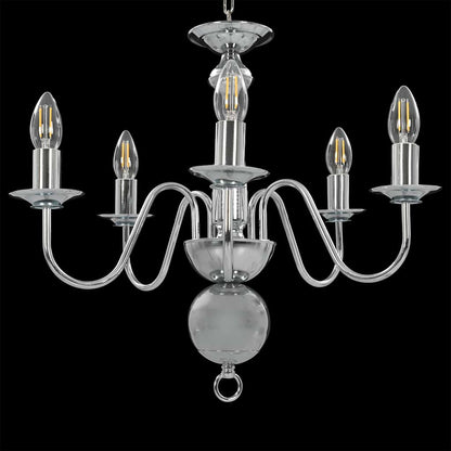 vidaXL Chandelier Silver 5 x E14 Bulbs 5