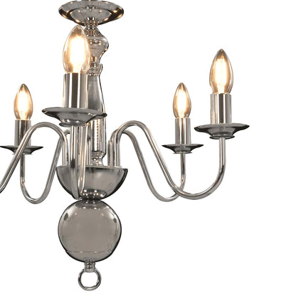 vidaXL Chandelier Silver 5 x E14 Bulbs 6