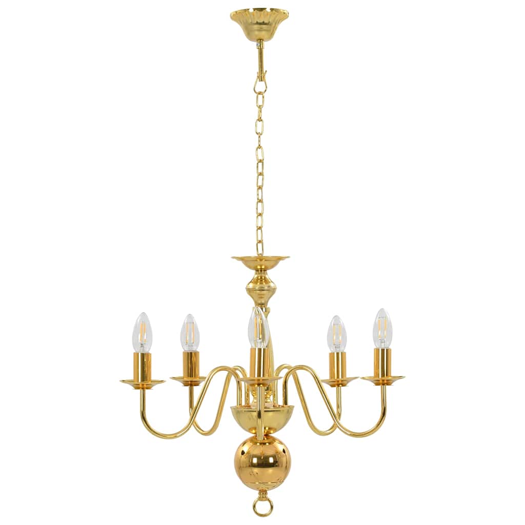 281617 vidaXL Chandelier Golden 5 x E14 Bulbs 1