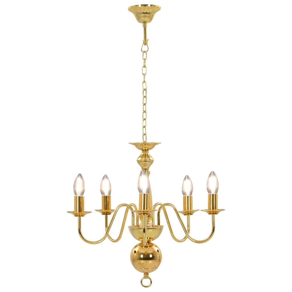 281617 vidaXL Chandelier Golden 5 x E14 Bulbs 2