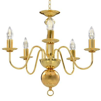 281617 vidaXL Chandelier Golden 5 x E14 Bulbs 3