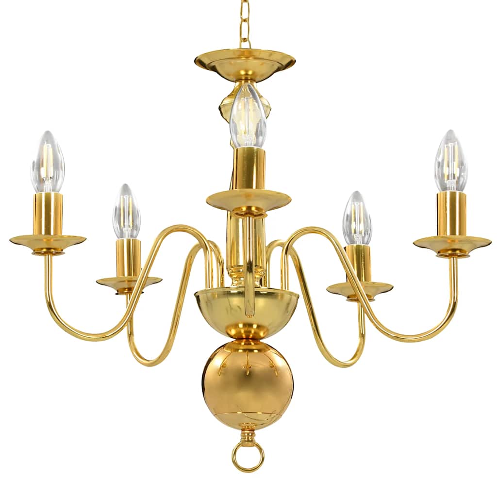 Chandelier Antique 5 x E14 Bulbs Gold