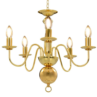 281617 vidaXL Chandelier Golden 5 x E14 Bulbs 4