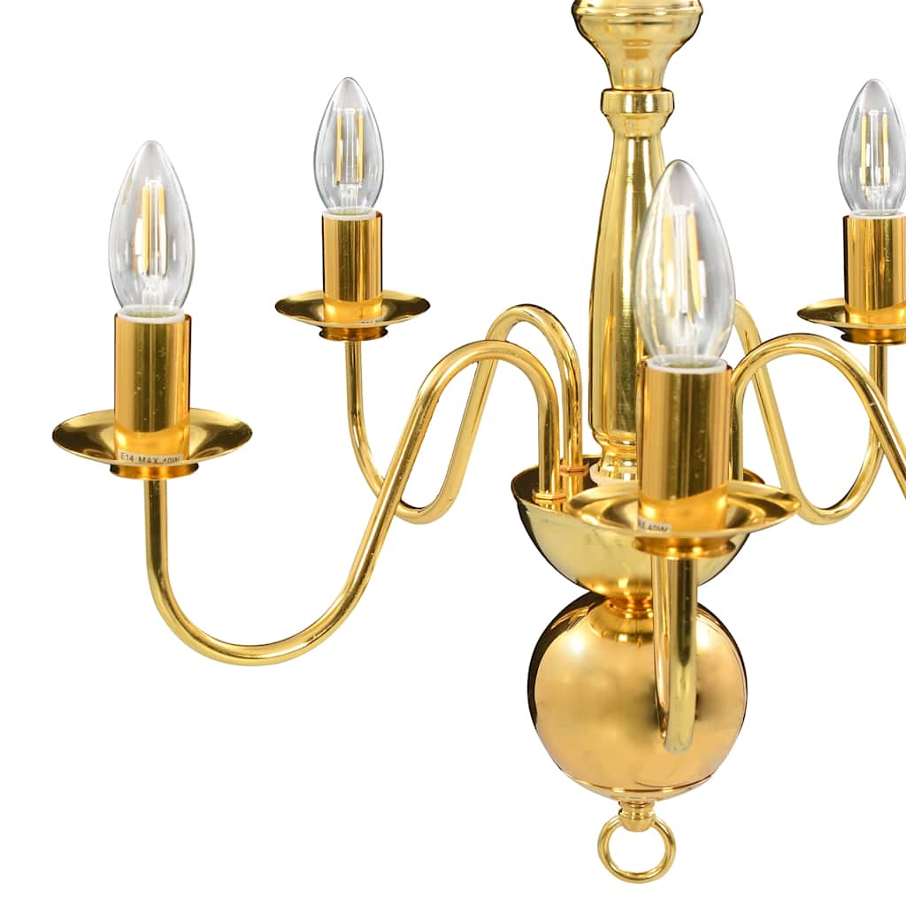 281617 vidaXL Chandelier Golden 5 x E14 Bulbs 6