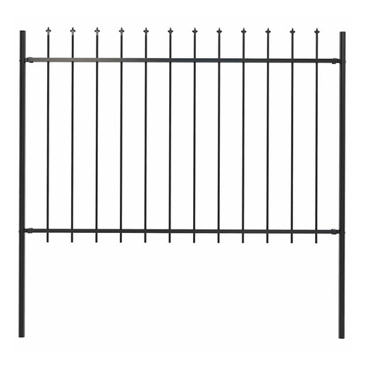 Garden Fence with Spear Top Steel 337x120 cm Black 170 cm