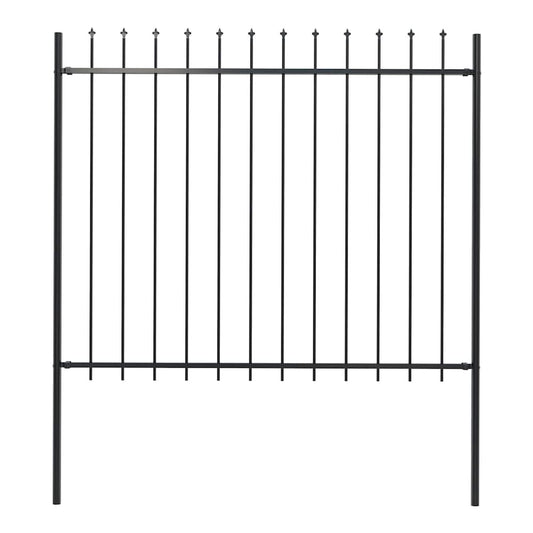 Garden Fence with Spear Top Steel 337x150 cm Black 170 cm