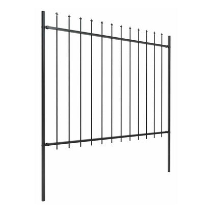Garden Fence with Spear Top Steel 337x150 cm Black 170 cm