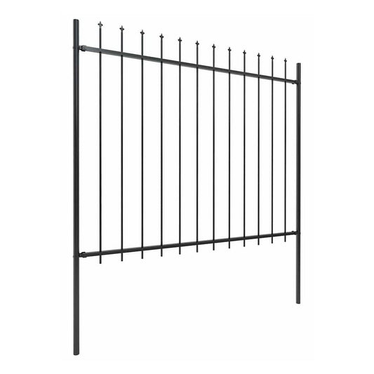 Garden Fence with Spear Top Steel 337x150 cm Black 170 cm