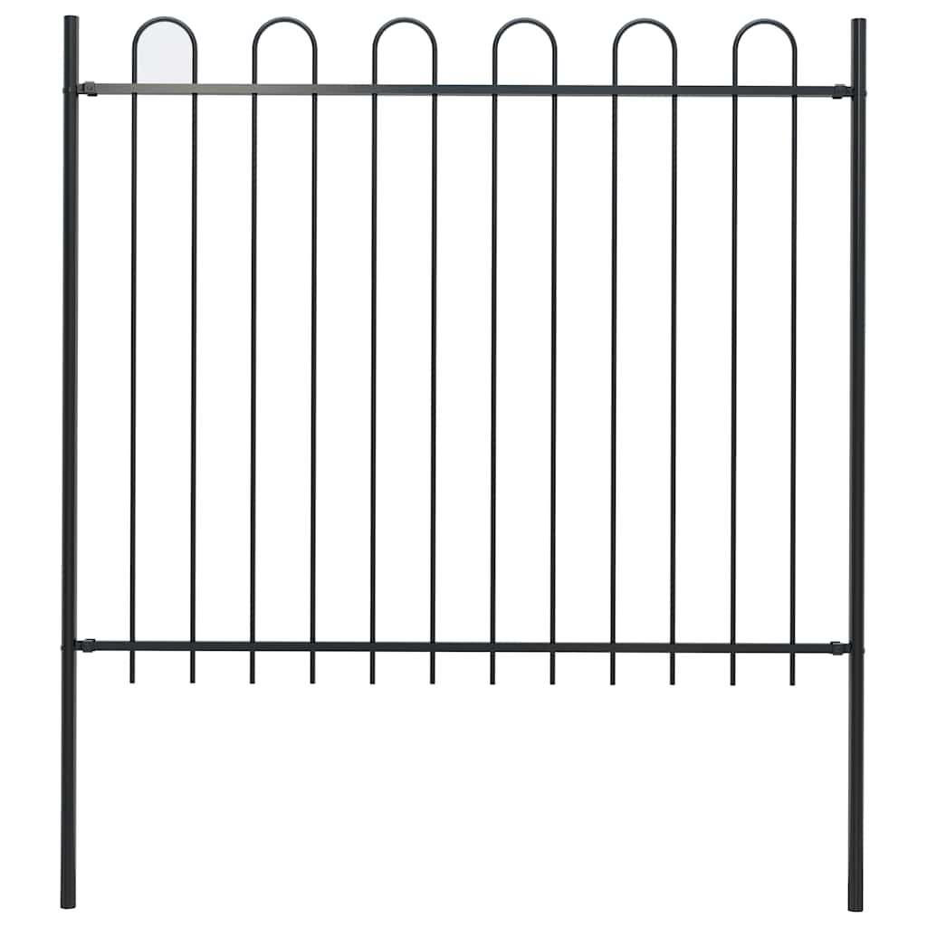 vidaXL Garden Fence "Boxtel" with Hoop Top Steel 170x150 cm Black 1