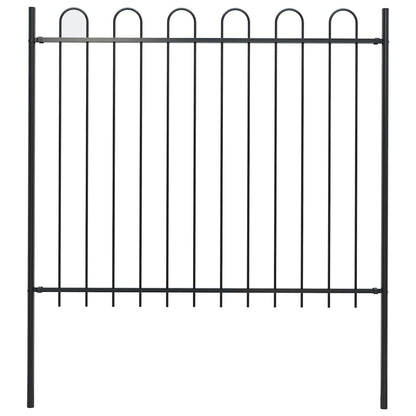 vidaXL Garden Fence "Boxtel" with Hoop Top Steel 170x150 cm Black 1