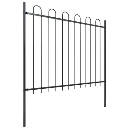 vidaXL Garden Fence "Boxtel" with Hoop Top Steel 170x150 cm Black 2