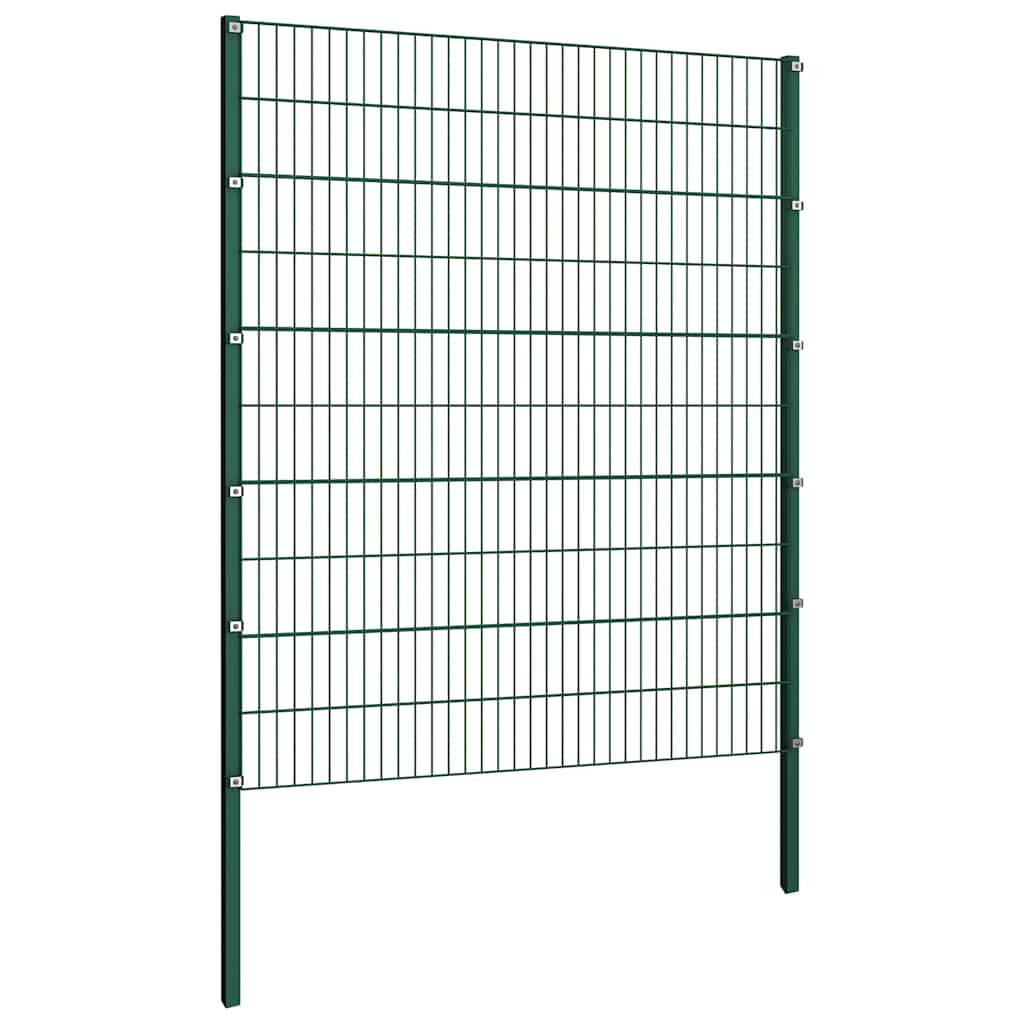 Fence Panel with Posts Iron 349x200 cm Green 176.5 cm