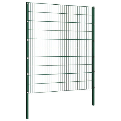 Fence Panel with Posts Iron 349x200 cm Green 176.5 cm