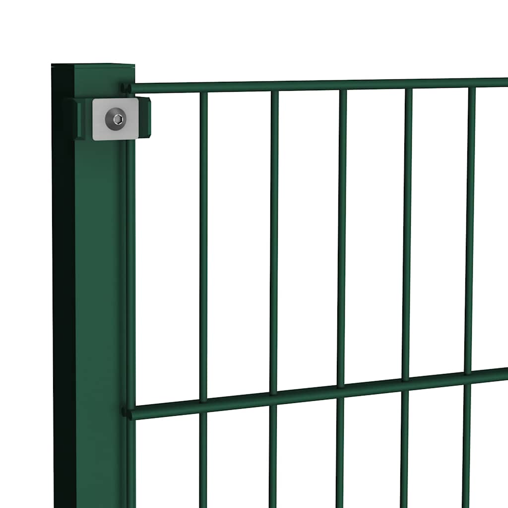 Fence Panel with Posts Iron 349x200 cm Green 176.5 cm