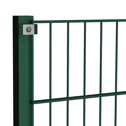 Fence Panel with Posts Iron 349x200 cm Green 176.5 cm