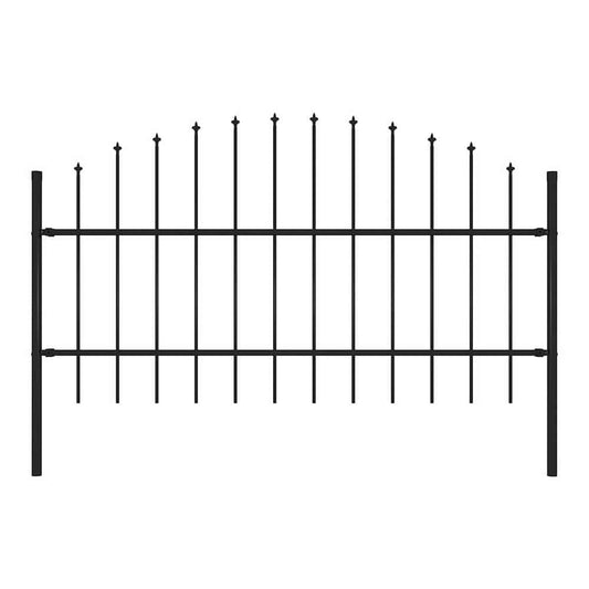 Garden Fence with Spear Top Steel 337x100 cm Black Height 75-100 cm 170 cm