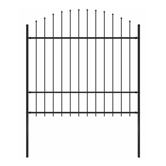 Garden Fence with Spear Top Steel 337x175 cm Black Height 150-175 cm 170 cm