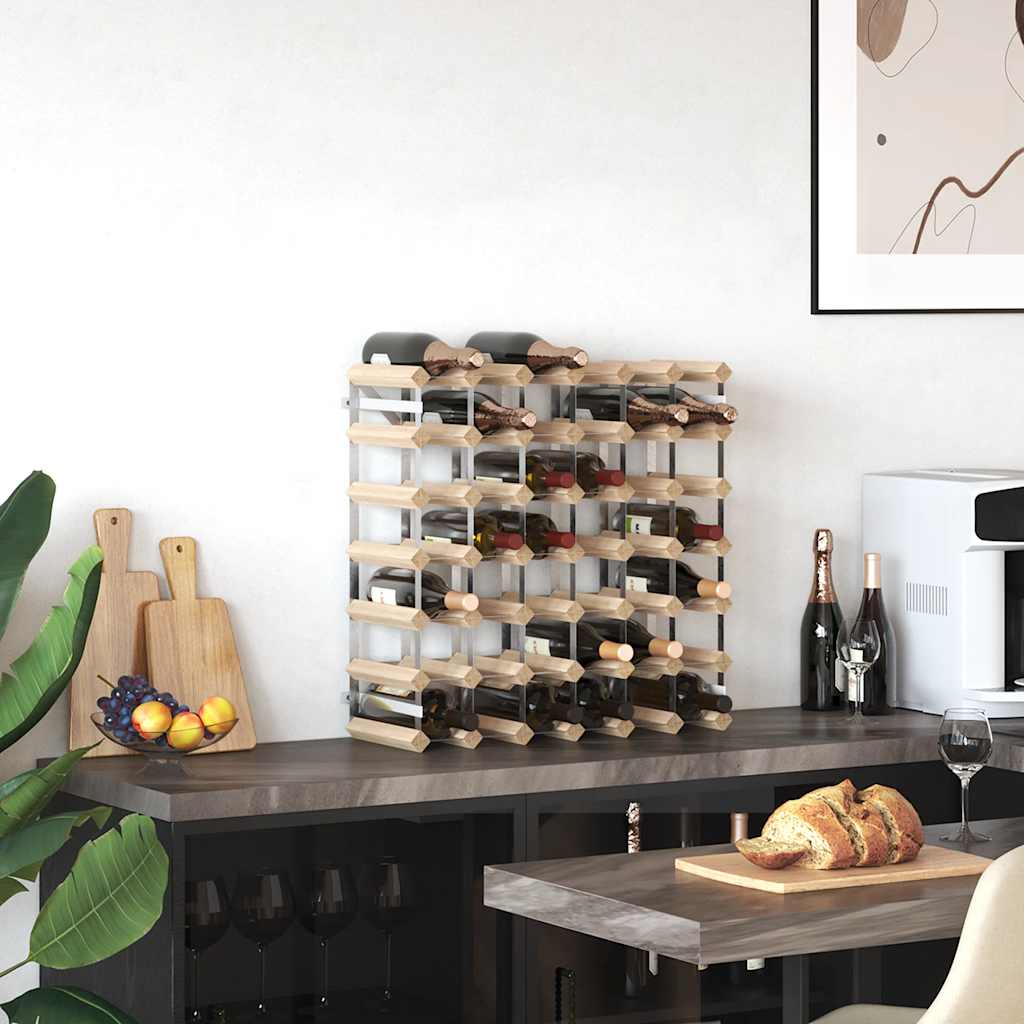vidaXL Wine Rack for 42 Bottles Solid Pinewood 3