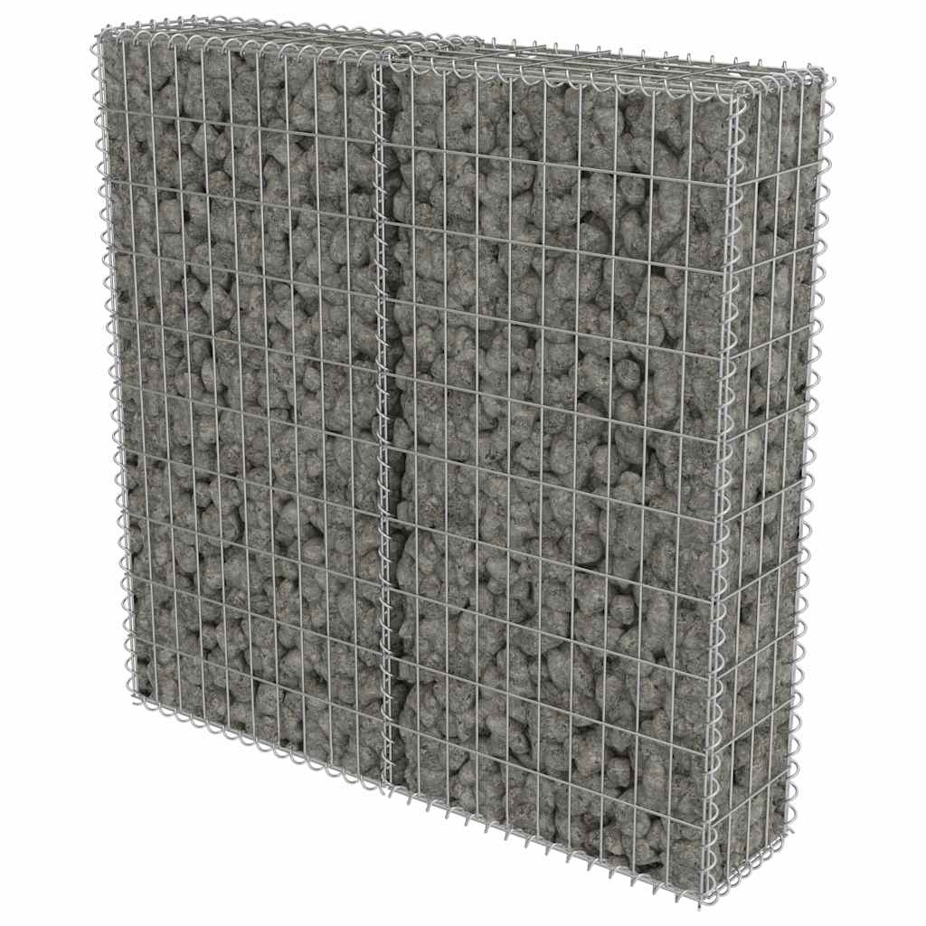vidaXL Gabion Wall with Covers Galvanised Steel 100x20x100 cm 2