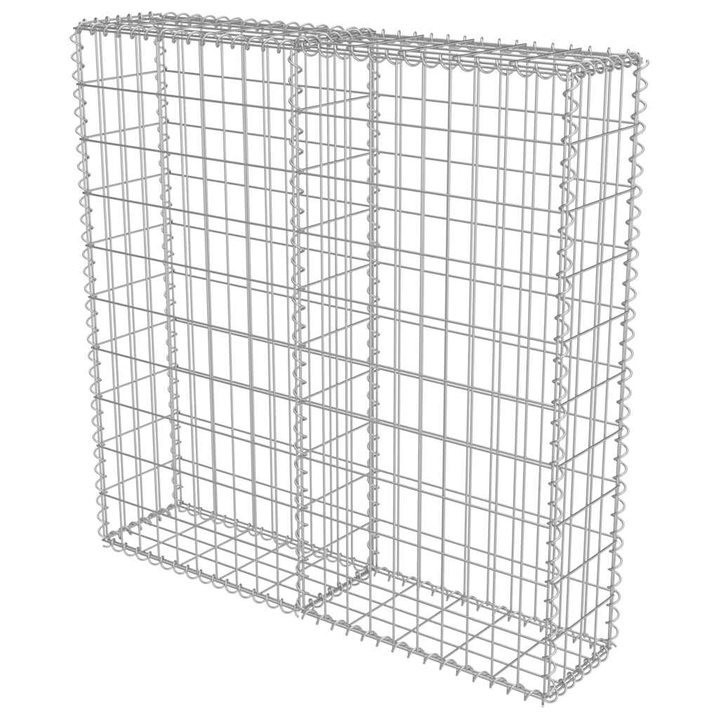 vidaXL Gabion Wall with Covers Galvanised Steel 100x20x100 cm 4