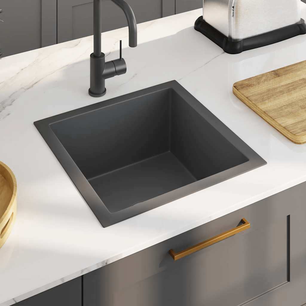 vidaXL Handmade Kitchen Sink Stainless Steel Black