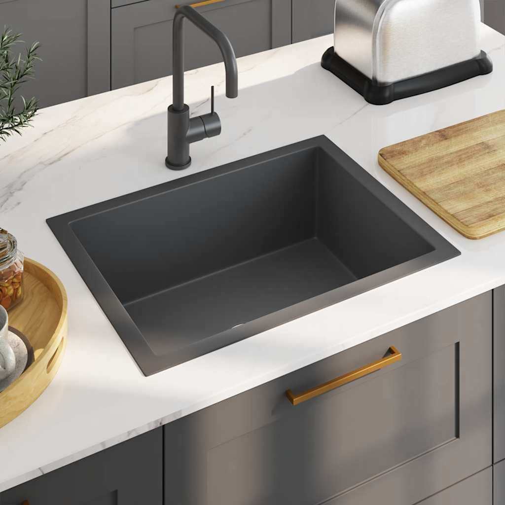 vidaXL Handmade Kitchen Sink Stainless Steel Black