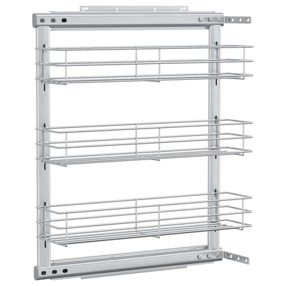 vidaXL 3-Tier Pull-out Kitchen Wire Basket Silver 47x15.5x55.5 cm 2