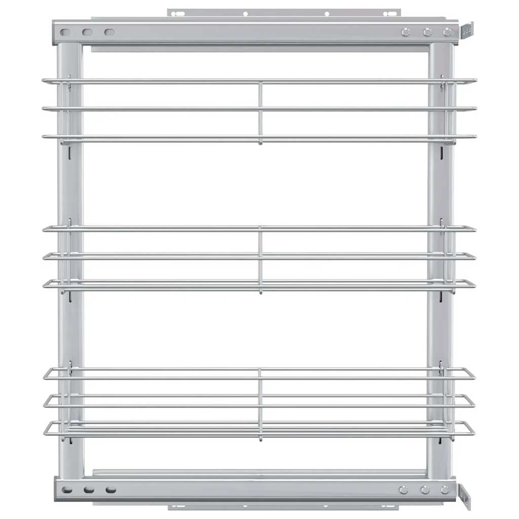 vidaXL 3-Tier Pull-out Kitchen Wire Basket Silver 47x15.5x55.5 cm 4